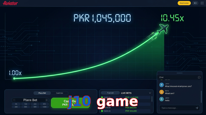 Main screen of J10 Game aviator page for PK players